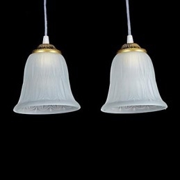 Bronse Anheng Med Tre Lys Mønster Glassskjerm Europeisk Retro Klassisk