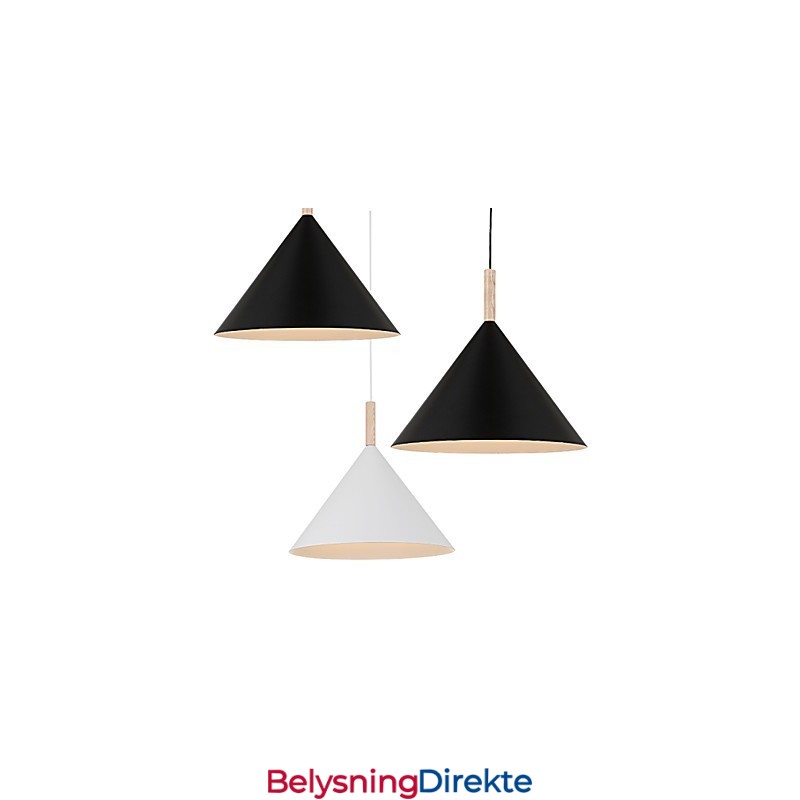 Mini Kunstnerisk Kjegleformet Pendellampe Med 1 Lys, Moderne Enkelhetsfinish, Svart/Hvit, Aluminium Og Tre