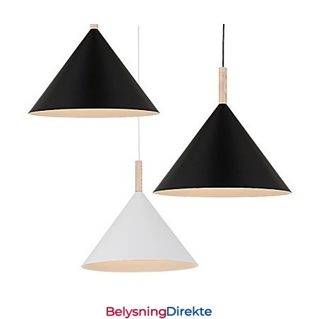 Mini Kunstnerisk Kjegleformet Pendellampe Med 1 Lys, Moderne Enkelhetsfinish, Svart/Hvit, Aluminium Og Tre