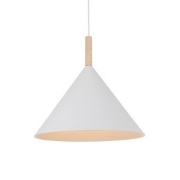 Mini Kunstnerisk Kjegleformet Pendellampe Med 1 Lys, Moderne Enkelhetsfinish, Svart/Hvit, Aluminium Og Tre