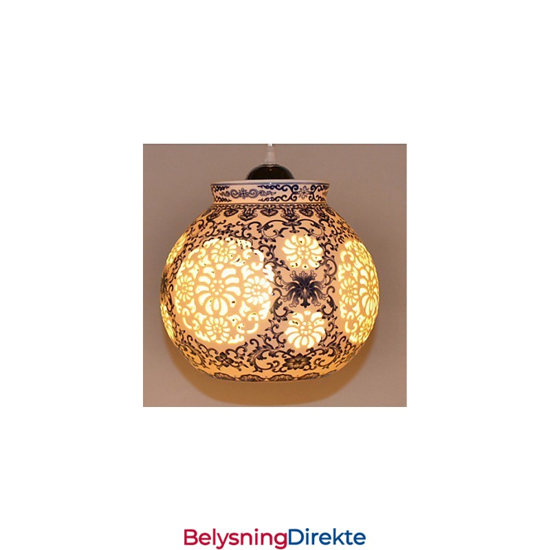 Retro Keramisk Lampe Trappelampe Blå Enkelt Hode Lysekrone Kreativ