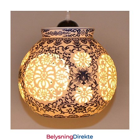 Retro Keramisk Lampe Trappelampe Blå Enkelt Hode Lysekrone Kreativ