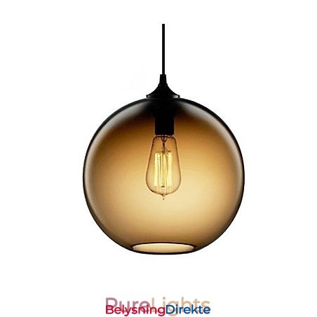 Moderne Glasspendellampe I Rund Brun Bobledesign