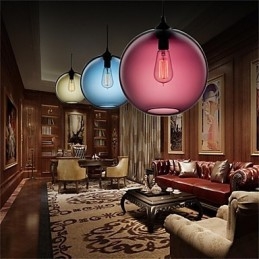 Retro Kreativ Pendellampe I Glass Med Ett Hode, Kafé I Gullfiskskålen