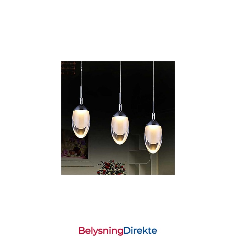 Moderne, Samtidskunstnerisk Anhengslampe I Krom I Metall