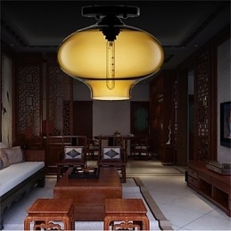 Retro Kreativ Pendellampe I Glass Med Ett Hode, Kafé I Gullfiskskålen