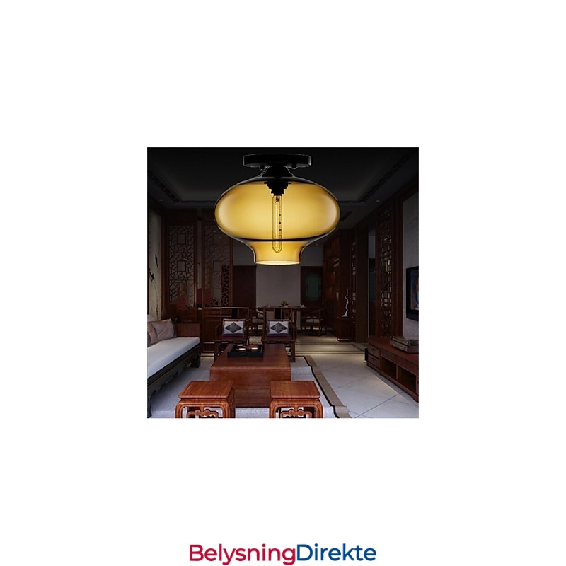 Retro Kreativ Pendellampe I Glass Med Ett Hode, Kafé I Gullfiskskålen