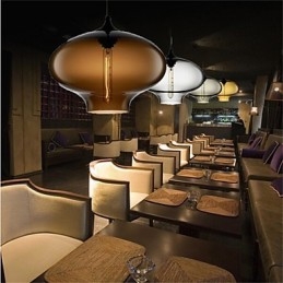 Retro Kreativ Pendellampe I Glass Med Ett Hode, Kafé I Gullfiskskålen