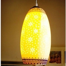 Retro Keramisk Lampe Trappelampe Blå Enkelt Hode Lysekrone Kreativ