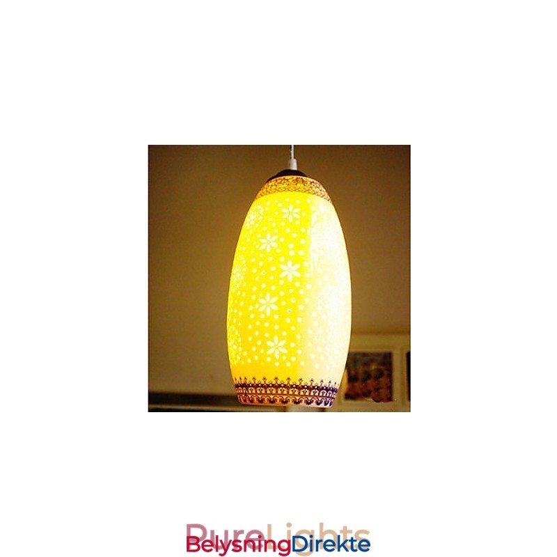 Retro Keramisk Lampe Trappelampe Blå Enkelt Hode Lysekrone Kreativ