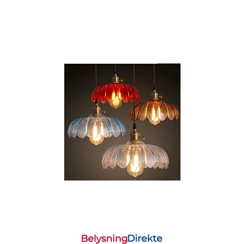 Kobberhetten Retro Old Shanghai Blomst Glasslysekrone