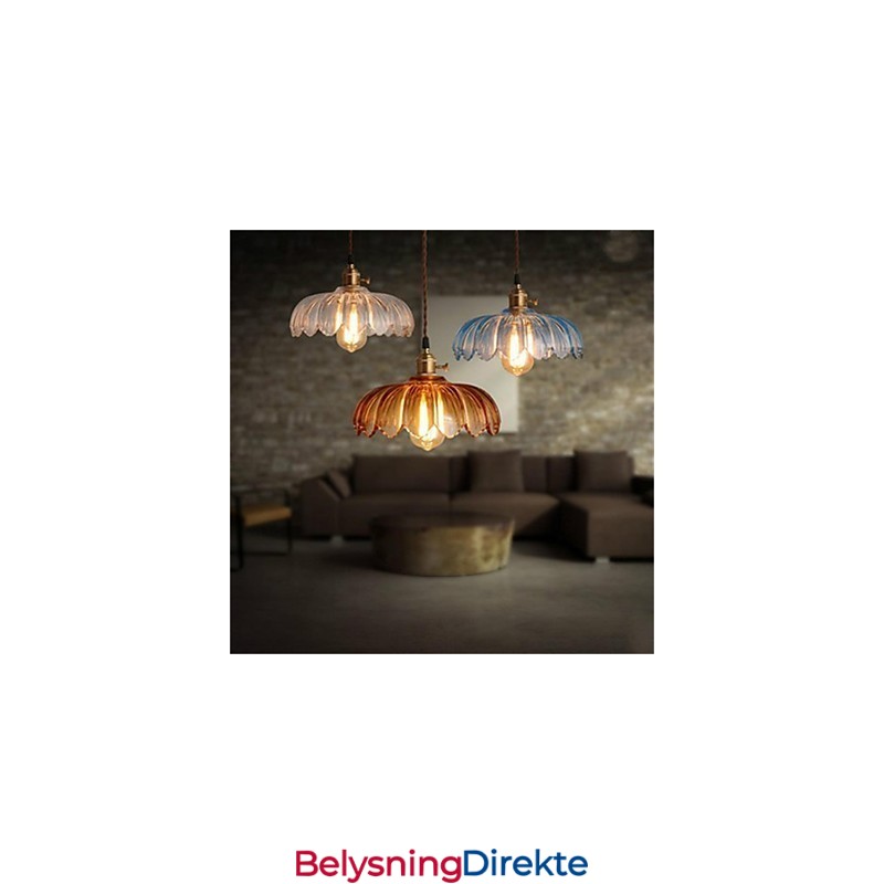 Kobberhetten Retro Old Shanghai Blomst Glasslysekrone