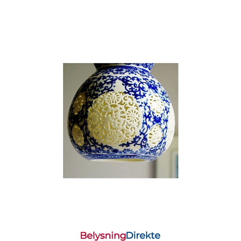 Retro Keramisk Lampe Trappelampe Blå Enkelt Hode Lysekrone Kreativ