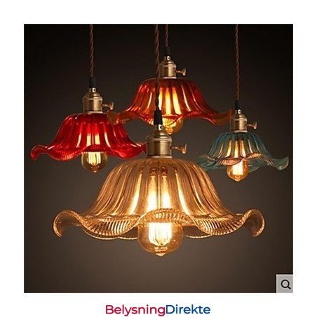 Kobberhetten Retro Old Shanghai Blomst Glasslysekrone