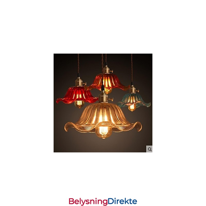 Kobberhetten Retro Old Shanghai Blomst Glasslysekrone