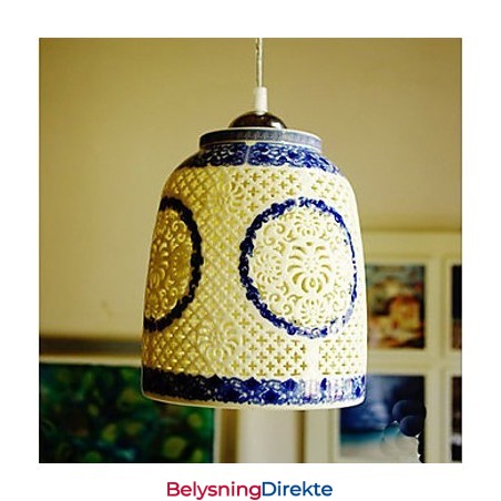 Retro Keramisk Lampe Trappelampe Blå Enkelt Hode Lysekrone Kreativ