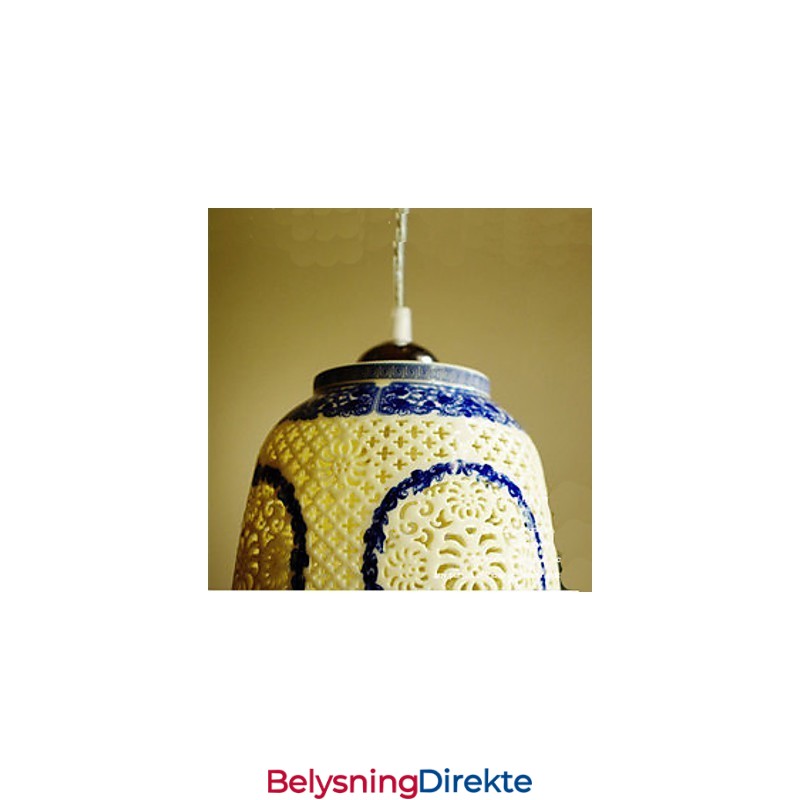 Retro Keramisk Lampe Trappelampe Blå Enkelt Hode Lysekrone Kreativ