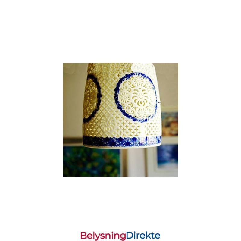 Retro Keramisk Lampe Trappelampe Blå Enkelt Hode Lysekrone Kreativ