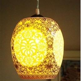 Retro Keramisk Lampe Trappelampe Blå Enkelt Hode Lysekrone Kreativ