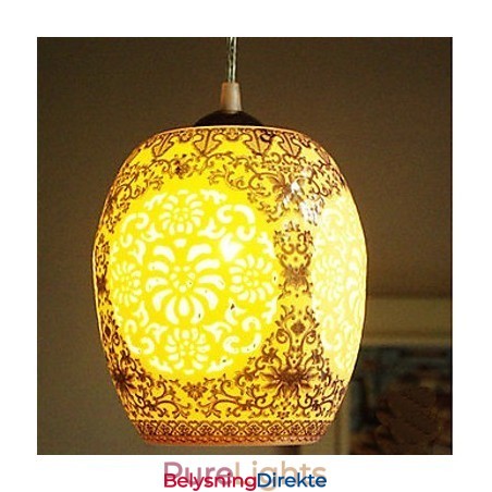 Retro Keramisk Lampe Trappelampe Blå Enkelt Hode Lysekrone Kreativ