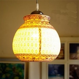 Retro Keramisk Lampe Trappelampe Blå Enkelt Hode Lysekrone Kreativ