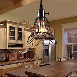 Amerikansk Landlig Industriell Vindlampe Retro Liten Lysekrone I Jernbur