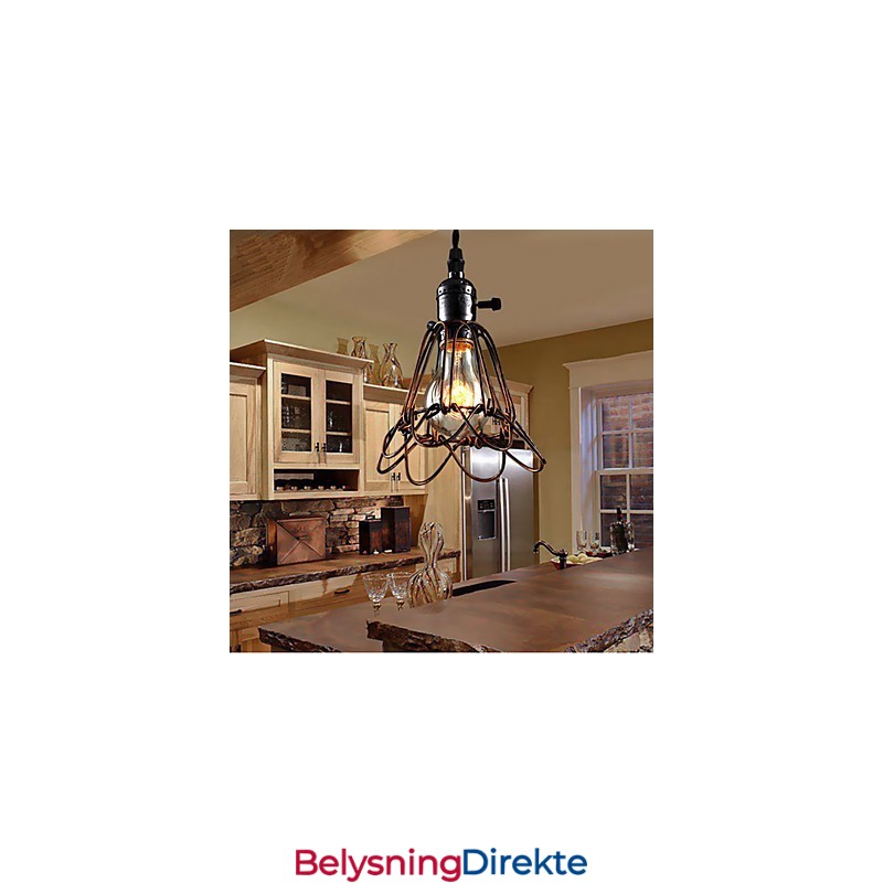 Amerikansk Landlig Industriell Vindlampe Retro Liten Lysekrone I Jernbur