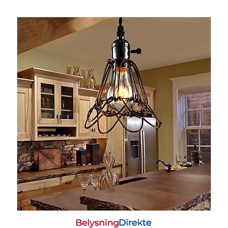 Amerikansk Landlig Industriell Vindlampe Retro Liten Lysekrone I Jernbur