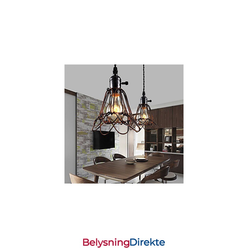 Amerikansk Landlig Industriell Vindlampe Retro Liten Lysekrone I Jernbur