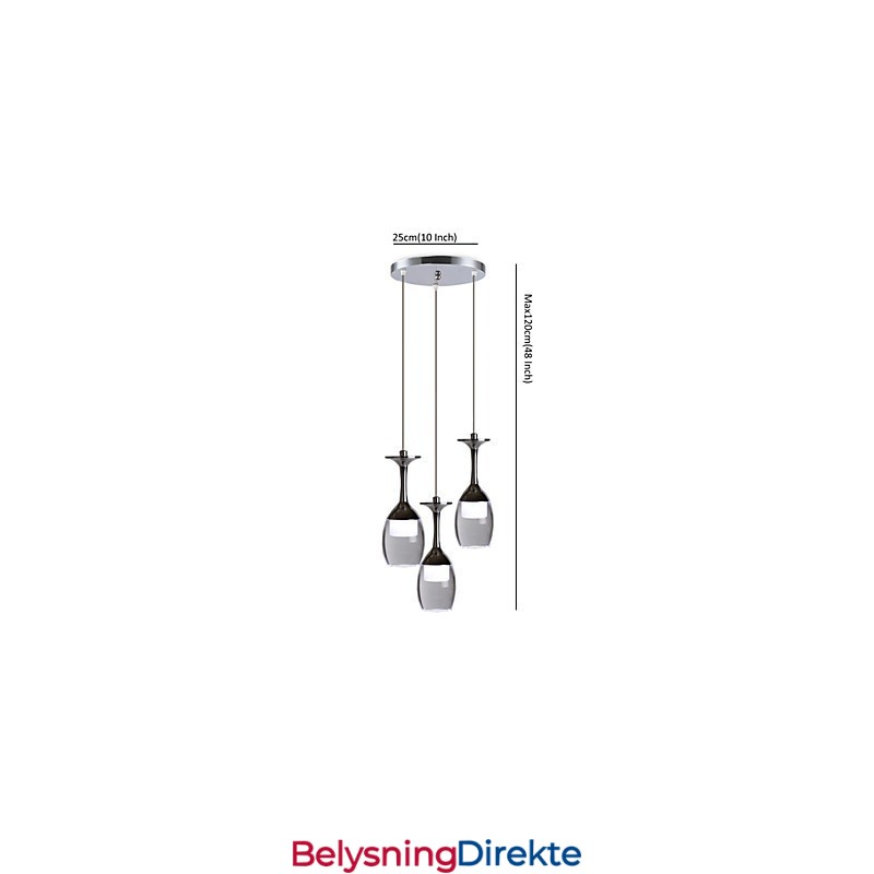 Pendellamper 3 Lys Runde Bakplate Moderne Samtidsmetall