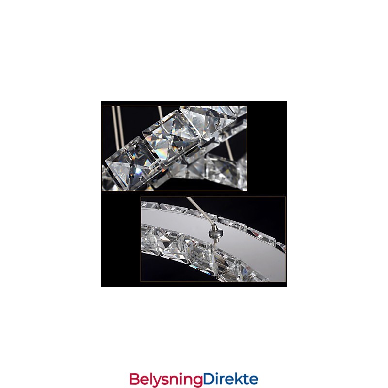 Dimmbar Krystallanhengslampe Moderne Sirkulær Lysekronebelysningslamper Kjølig Hvit Rund Taklampe Med Fjernkontroll