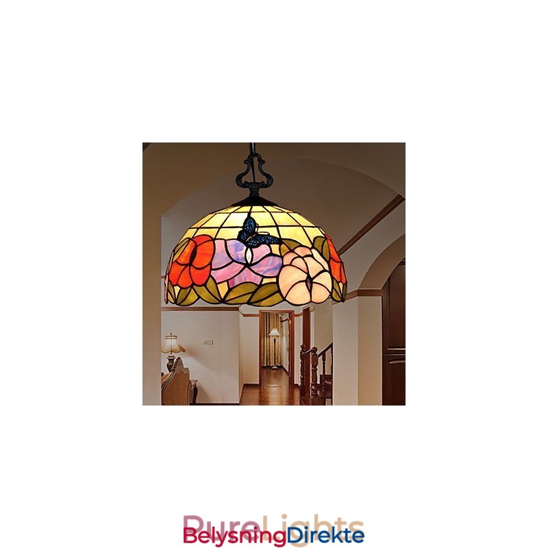 Landlig Kreativ Kunst, Lysekrone I Farget Glass, Restaurering Av Gamle Skikker, Lampelys