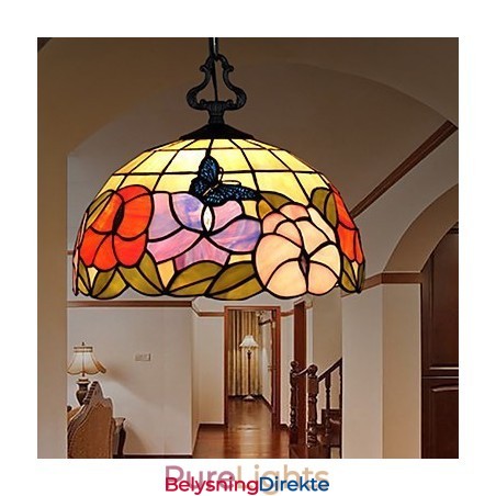 Landlig Kreativ Kunst, Lysekrone I Farget Glass, Restaurering Av Gamle Skikker, Lampelys