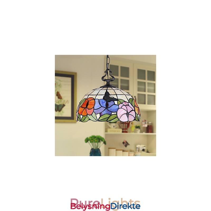 Landlig Kreativ Kunst, Lysekrone I Farget Glass, Restaurering Av Gamle Skikker, Lampelys