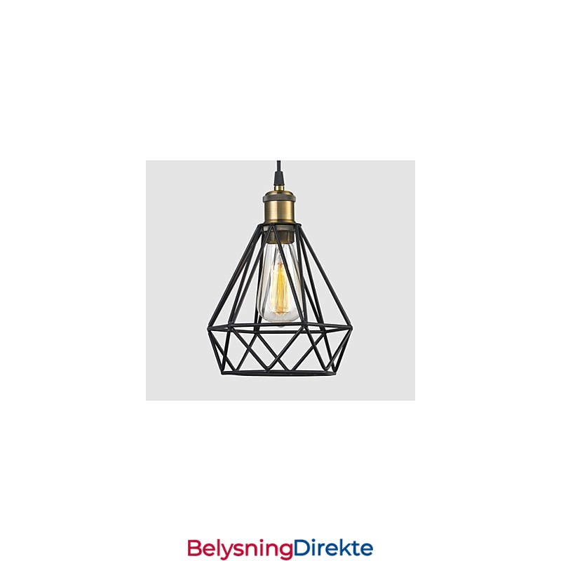 Industriell Wire Cage Pendelamp Kafeloft Lagerbelysning Svart Ledning