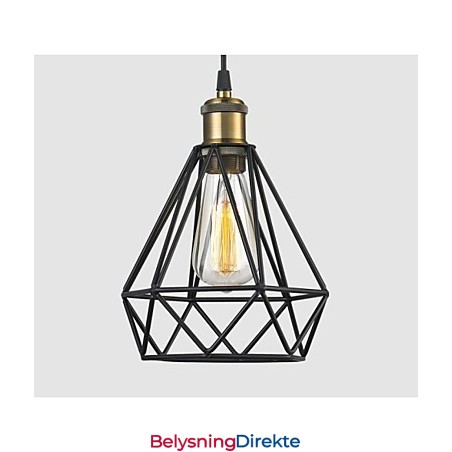 Industriell Wire Cage Pendelamp Kafeloft Lagerbelysning Svart Ledning