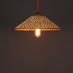 Vintage Gårdslysekrone I Bambus Med Strå