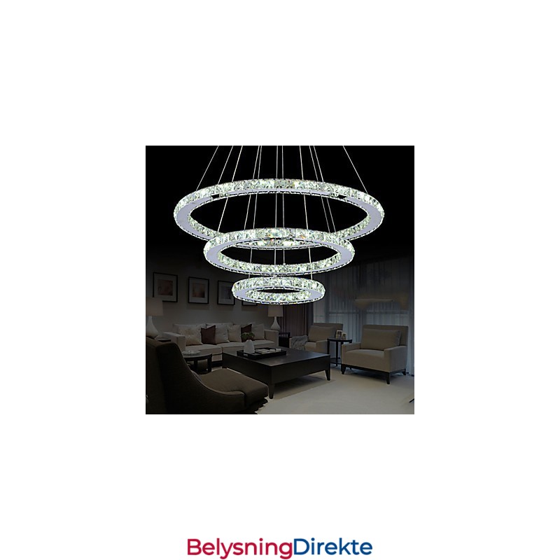 Dimmbar Krystallanhengslampe Moderne Sirkulær Lysekronebelysningslamper Kjølig Hvit Rund Taklampe Med Fjernkontroll