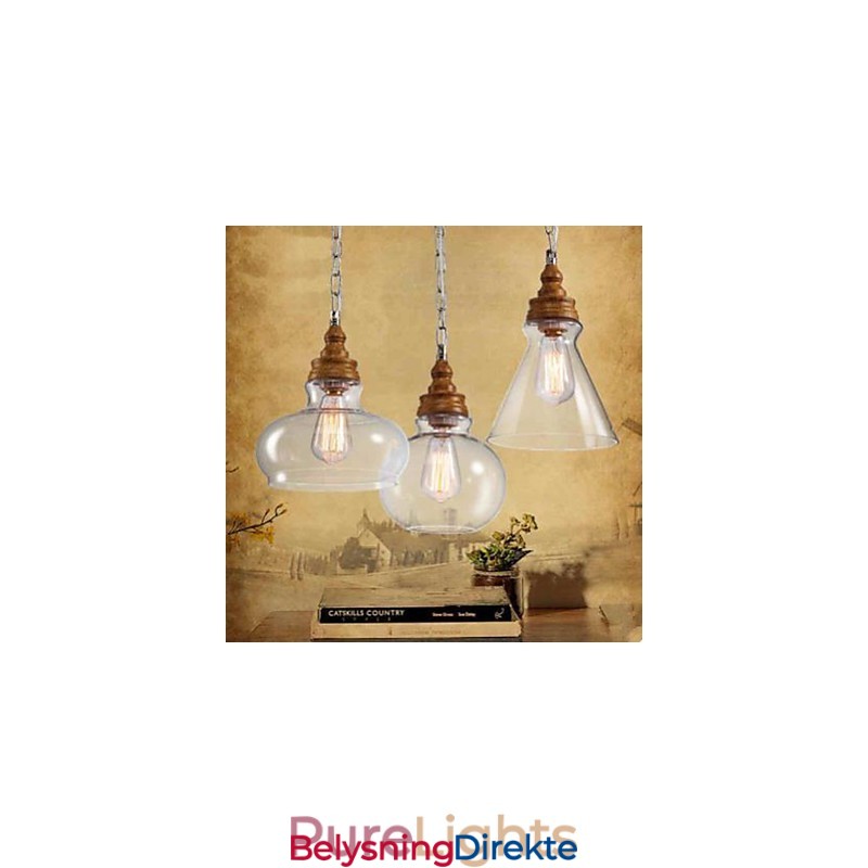 Krystalldråpelys I Trefiber Kafebelysningslamper Og Lanterner