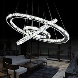 Dimmbar Krystallanhengslampe Moderne Sirkulær Lysekronebelysningslamper Kjølig Hvit Rund Taklampe Med Fjernkontroll