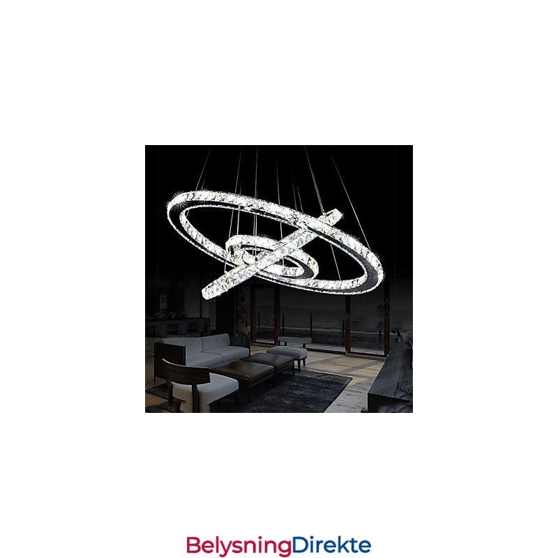 Dimmbar Krystallanhengslampe Moderne Sirkulær Lysekronebelysningslamper Kjølig Hvit Rund Taklampe Med Fjernkontroll