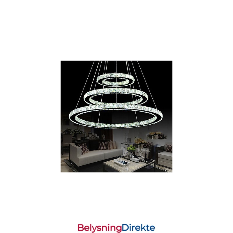 Dimmbar Krystallanhengslampe Moderne Sirkulær Lysekronebelysningslamper Kjølig Hvit Rund Taklampe Med Fjernkontroll