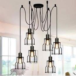 Amerikansk Landlig Industriell Individualitet Kreativ Sitteplass Seks Små Kokeplatehode Droplight