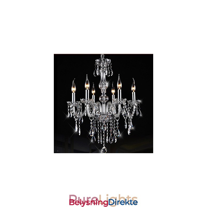 6-Armet Vintage Luksusbelysning K9 Krystalllysekrone Takpendellampe
