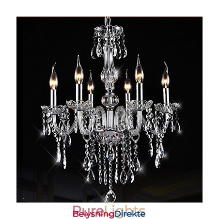 6-Armet Vintage Luksusbelysning K9 Krystalllysekrone Takpendellampe