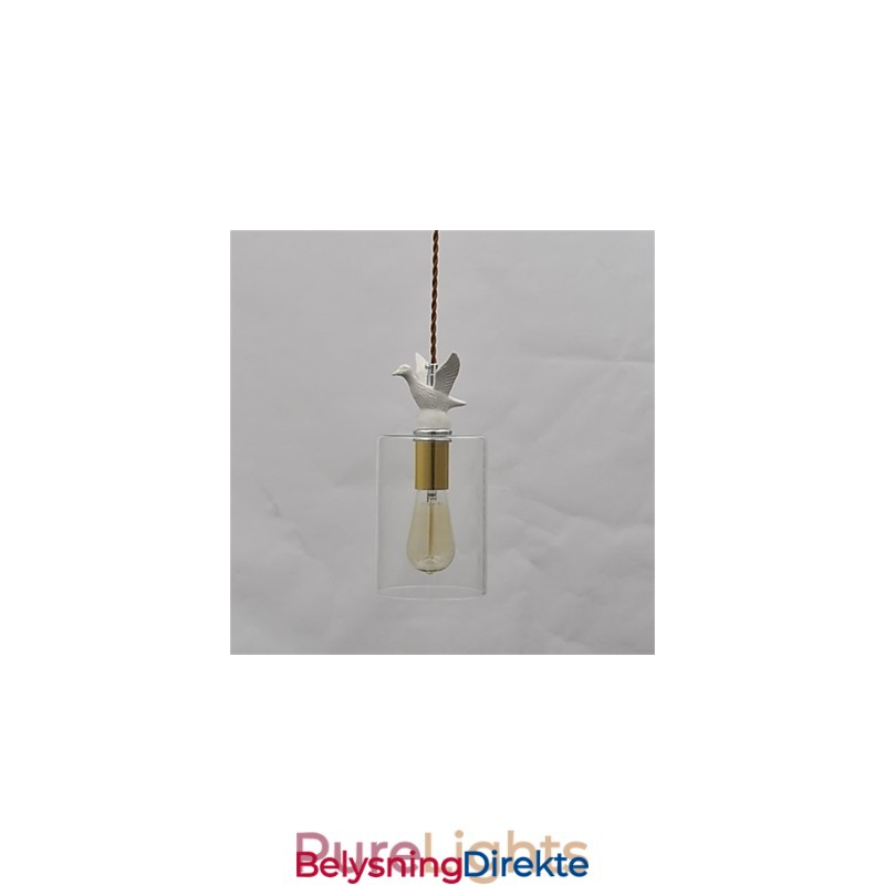 Kreativ Fugleformet Glasslysekrone Anhengslampe Med Glassskjerm