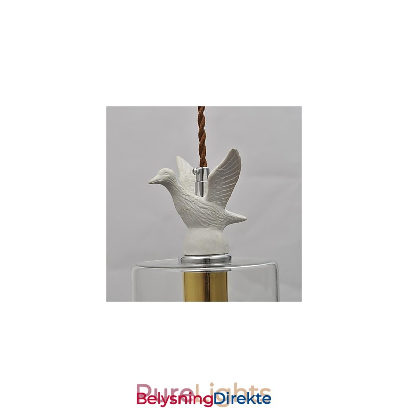 Kreativ Fugleformet Glasslysekrone Anhengslampe Med Glassskjerm