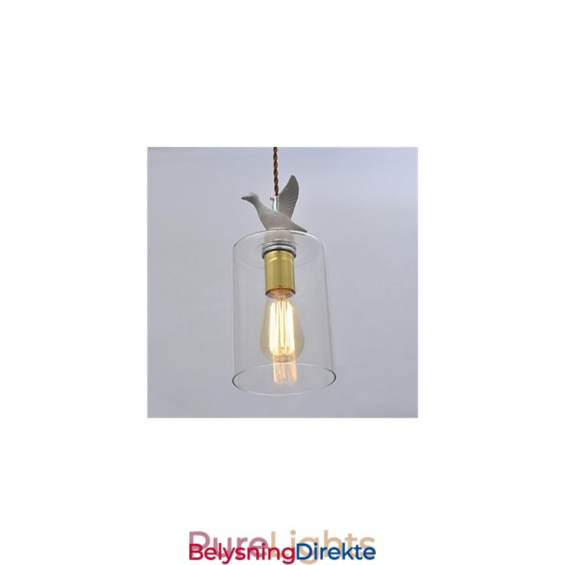 Kreativ Fugleformet Glasslysekrone Anhengslampe Med Glassskjerm