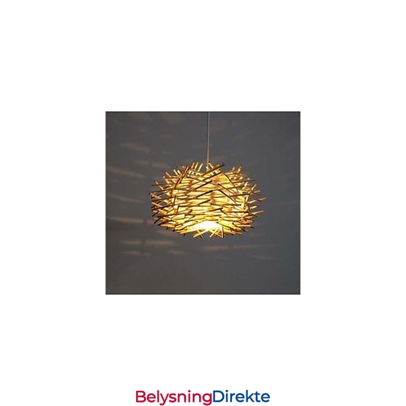 Moderne Og Sammentrukket Droplight Med 1 Lyspære I Tre, Håndvevd