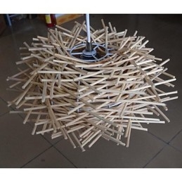 Moderne Og Sammentrukket Droplight Med 1 Lyspære I Tre, Håndvevd